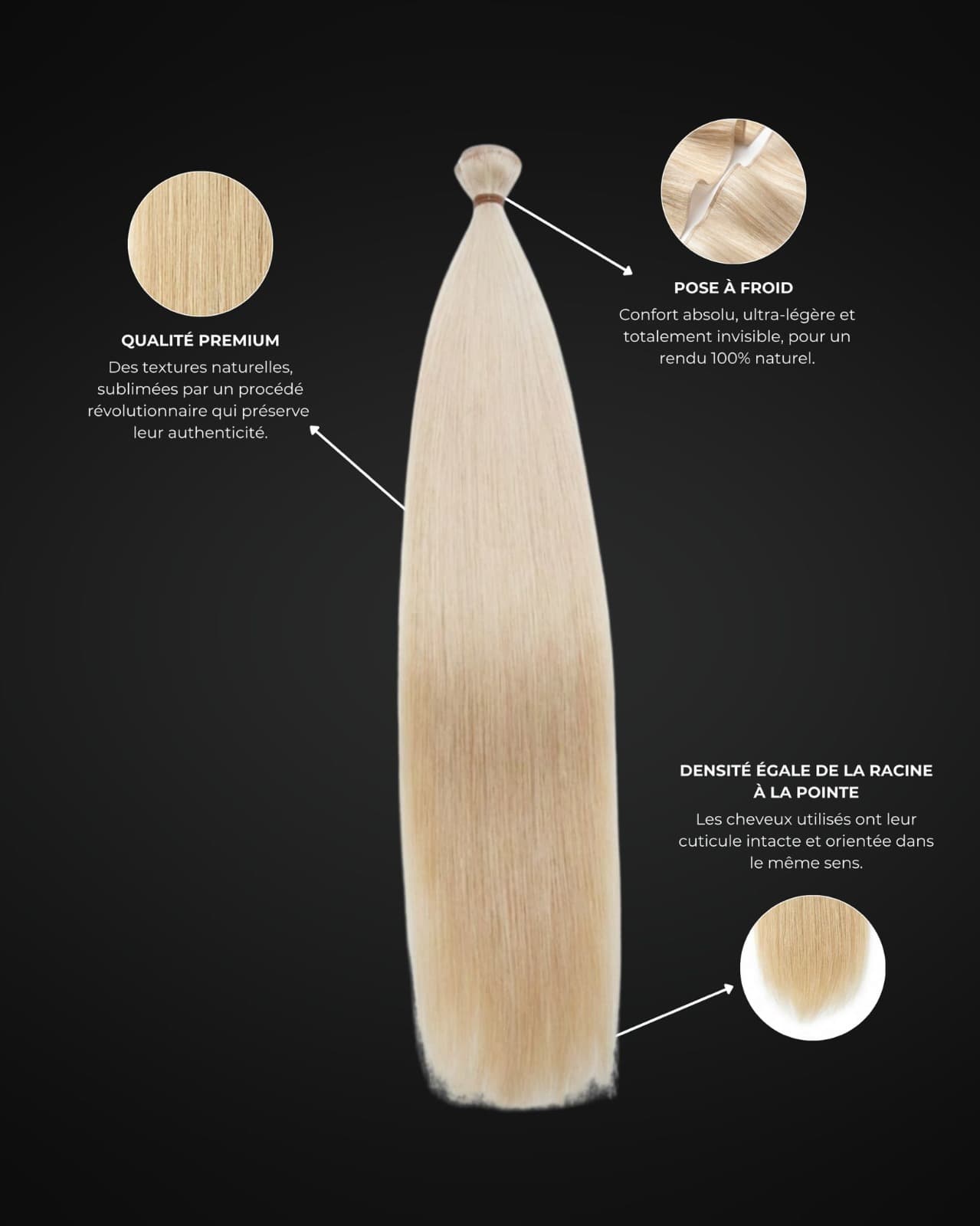 Genius Weft Hair Luxury — qualité premium, pose à froid, densité égale de la racine à la pointe